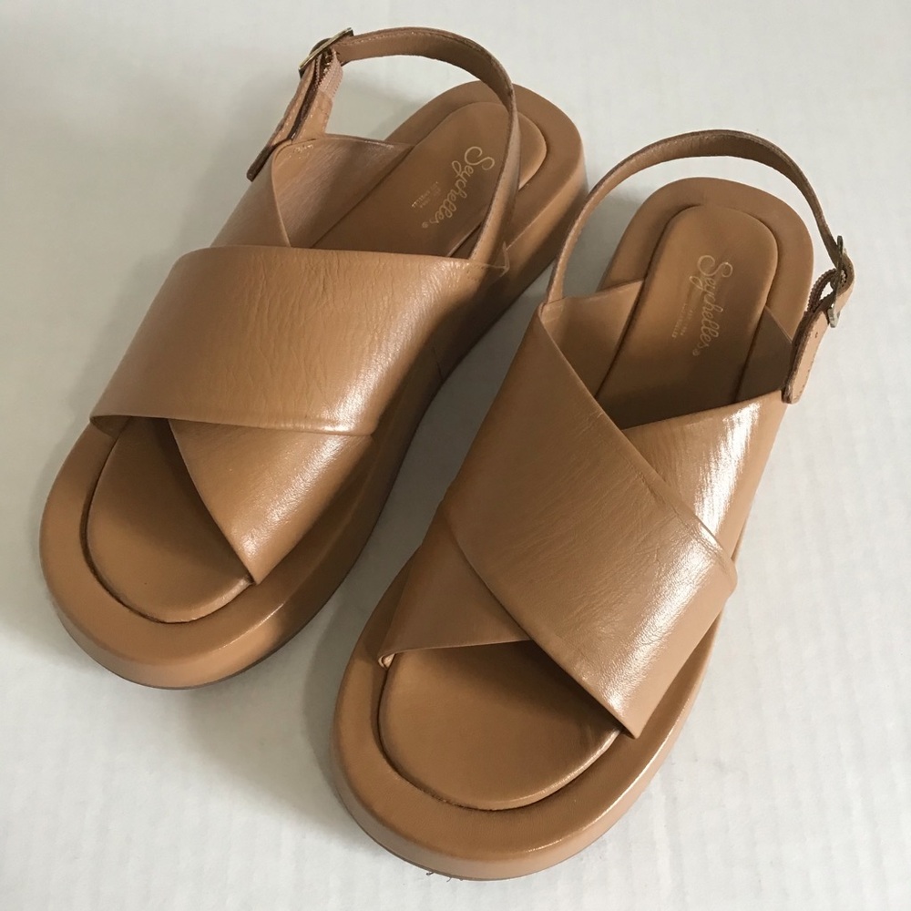 Women’s Sandals | Seychelles Just for Fun Tan Leather | Size 10